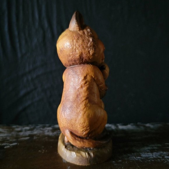 Vintage New Friends ANRI Ferrandiz Wood Carved Figurine - Cat & Mouse Hugging - Picture 2 of 7